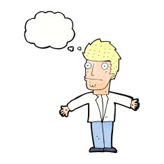 cartoon confused man with thought bubble N41