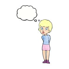 cartoon pretty woman with thought bubble N286