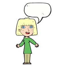 cartoon happy woman with speech bubble N295