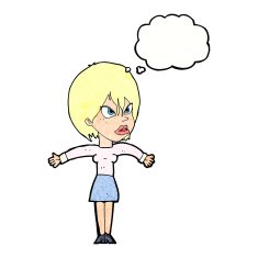 cartoon annoyed girl with thought bubble N22