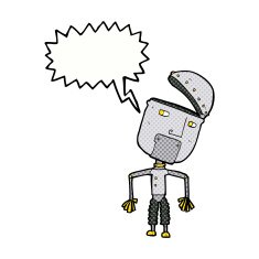 cartoon funny robot with speech bubble N92