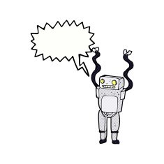 cartoon funny robot with speech bubble N93