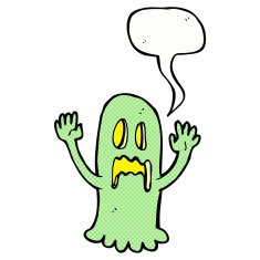 cartoon spooky ghost with speech bubble N53