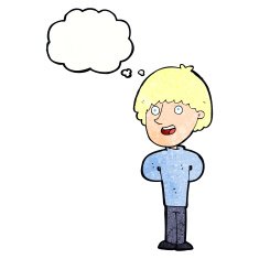 cartoon happy man with thought bubble N481