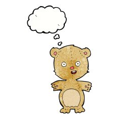 cartoon teddy bear with thought bubble N140
