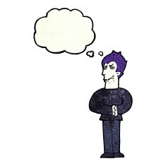 cartoon vampire with thought bubble N132