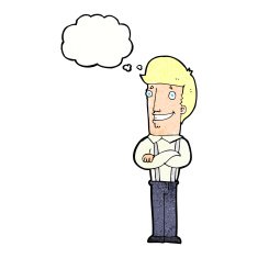 cartoon proud man with thought bubble N32