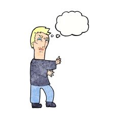 cartoon angry man with thought bubble N92