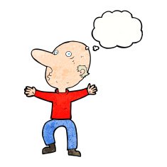 cartoon worried middle aged man with thought bubble N11