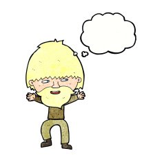 cartoon happy man with beard thought bubble N43