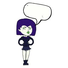 cartoon vampire girl with speech bubble N263