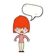cartoon woman staring with speech bubble N36