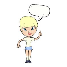 cartoon woman with idea speech bubble N289