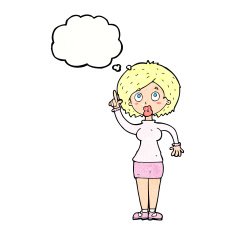 cartoon woman with idea thought bubble N253