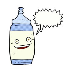 cartoon water bottle with speech bubble N7