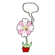cartoon flower with speech bubble N46