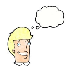 cartoon happy man with thought bubble N483