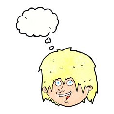 cartoon happy man with thought bubble N484