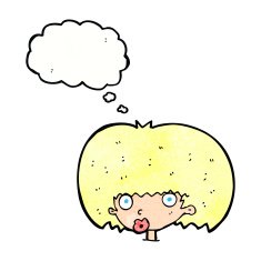 cartoon surprised woman with thought bubble N261