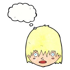 cartoon staring woman with thought bubble N46