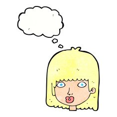cartoon surprised woman with thought bubble N262