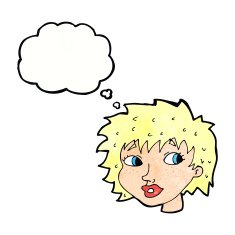 cartoon surprised woman with thought bubble N263