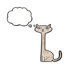 cartoon cat with thought bubble N45