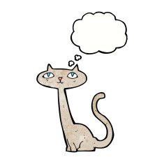 cartoon cat with thought bubble N46