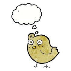 funny cartoon bird with thought bubble N138
