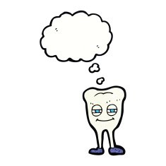 cartoon smiling tooth with thought bubble N11