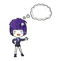 cartoon vampire girl with thought bubble N233