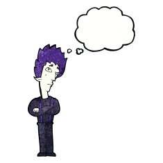 cartoon vampire with thought bubble N134