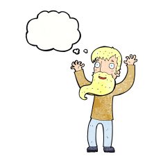 cartoon excited man with beard thought bubble N11