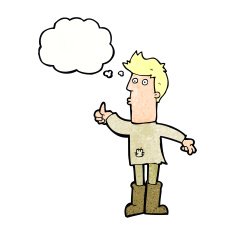 cartoon poor man with thought bubble N11