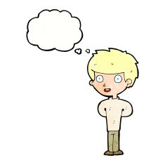 cartoon happy boy with thought bubble N253
