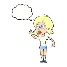 cartoon woman asking question with thought bubble N33