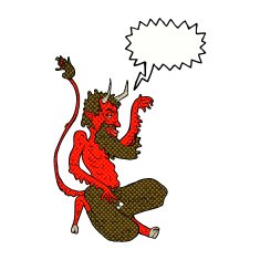 cartoon traditional devil with speech bubble N11