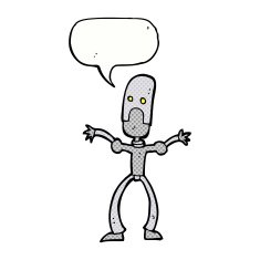 cartoon funny robot with speech bubble N94
