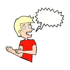 cartoon stressed man with speech bubble N77
