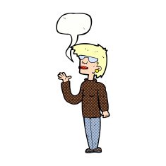 cartoon woman wearing spectacles with speech bubble N45
