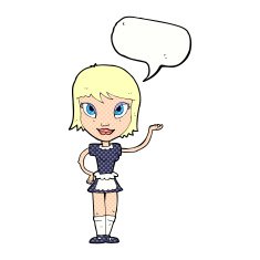 cartoon maid with speech bubble N47