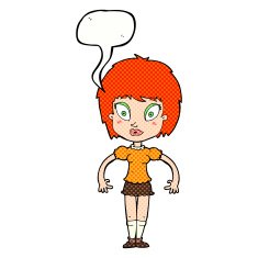 cartoon pretty girl with speech bubble N116