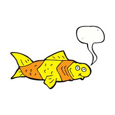 cartoon funny fish with speech bubble N19
