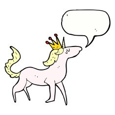 cartoon unicorn with speech bubble N45