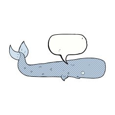 cartoon whale with speech bubble N41