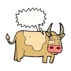 cartoon bull with speech bubble N31