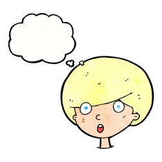 cartoon surprised boy with thought bubble N30