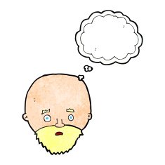 cartoon shocked man with beard thought bubble N21
