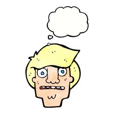 cartoon shocked face with thought bubble N17