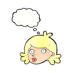 cartoon pretty face with thought bubble N11